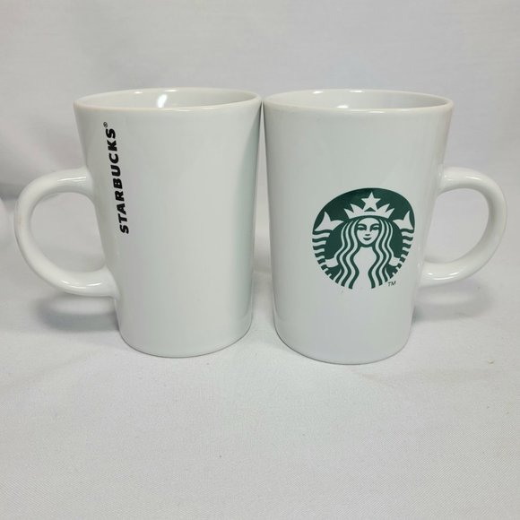 Starbuck 2011 Tall White Coffee Mugs 10.6 oz   Set of 2 - Picture 3 of 9